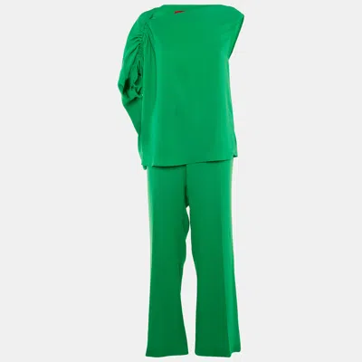 Pre-owned Carolina Herrera Green Crepe Top & Pants Set L/m
