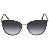 Carolina Herrera Grey Butterfly Ladies Sunglasses Ch 0029/s 0rhl 9o 60 In Black / Gold / Grey