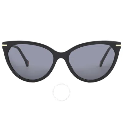 Carolina Herrera Grey Cat Eye Ladies Sunglasses Her 0093/s 0807/ir 57 In Black