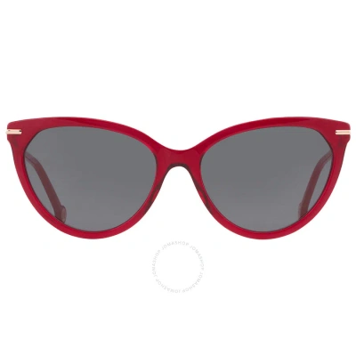 Carolina Herrera Grey Cat Eye Ladies Sunglasses Her 0093/s 0c9a/ir 57 In Red. / Grey