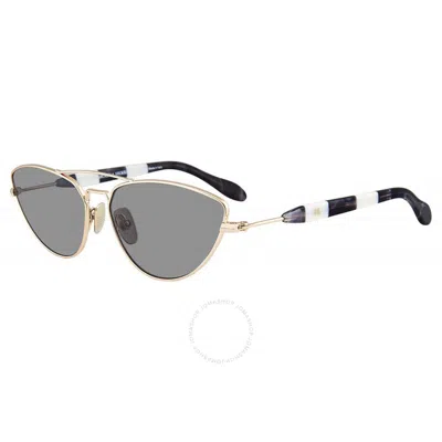Carolina Herrera Grey Cat Eye Ladies Sunglasses Shn059m 0300 59 In Black / Gold / Grey