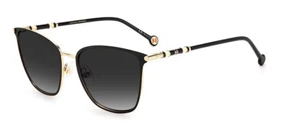 Carolina Herrera Grey Gradient Square Ladies Sunglasses Ch 0030/s 0rhl/9o 56 In ["grey","black","gold Tone"]