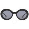 Carolina Herrera Grey Round Ladies Sunglasses Ch 0020/s 0807/ir 51 In Black / Grey