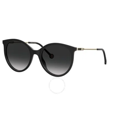 Carolina Herrera Grey Shaded Round Ladies Sunglasses Ch 0069/s 0807/9o 56 In Black