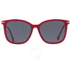 Carolina Herrera Grey Square Ladies Sunglasses Her 0100/g/s 0c9a/ir 56 In Red. / Grey