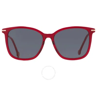 Carolina Herrera Grey Square Ladies Sunglasses Her 0100/g/s 0c9a/ir 56 In Red