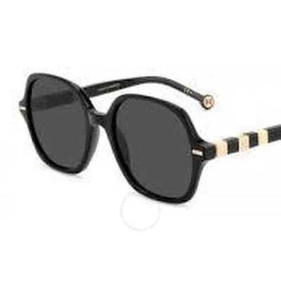 Carolina Herrera Grey Square Ladies Sunglasses Her 0106/s 0kdx/ir 55 In Black