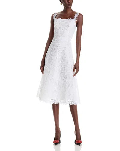 Carolina Herrera Guipure Lace Fit And Flare Midi Dress In White