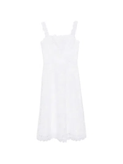 Carolina Herrera Guipure Lace Flared Midi Dress In White
