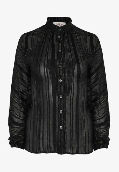 Carolina Herrera Guipure Lace Long-sleeved Shirt In Black