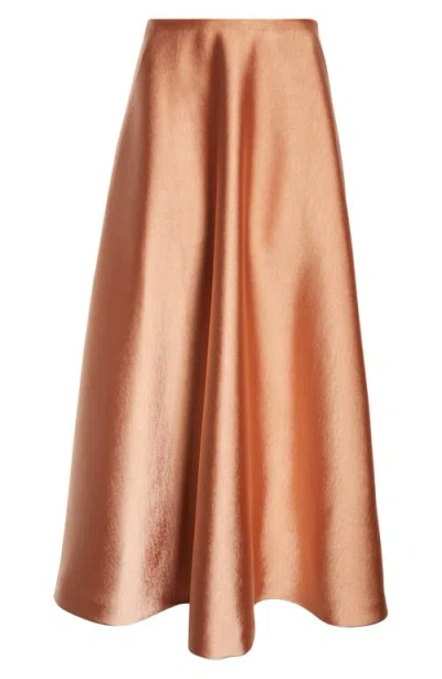 Carolina Herrera Half Circle Satin Midi Skirt In Clay