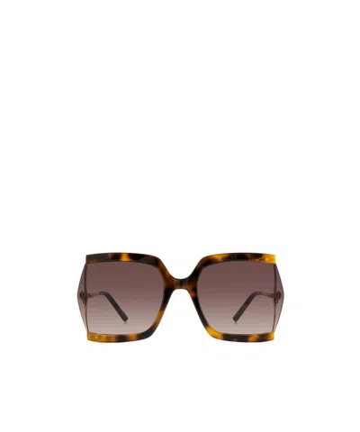 Carolina Herrera Half Frame Sunglasses In Brown