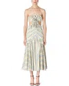 Carolina Herrera Halter Bandeau Ruffled Edge Midi Dress In Multi