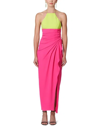 CAROLINA HERRERA HALTER NECK GATHERED SEAM ASYMMETRICAL DRESS