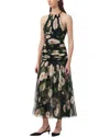 Carolina Herrera Halter Neck Gathered Silk Midi Dress In Multi