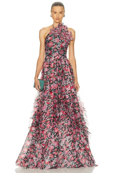 Carolina Herrera Halter Neck Gown In Multi