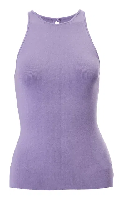 Carolina Herrera Halter Neck Signature Silk Cotton Top In Purple