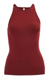 Carolina Herrera Halter Neck Signature Silk Cotton Top In Red