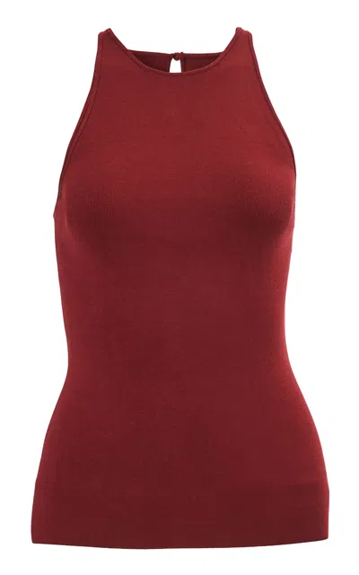 Carolina Herrera Halter Neck Signature Silk Cotton Top In Red