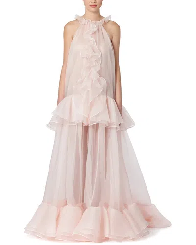 Carolina Herrera Ruffle-detailing Silk Dress In Pink