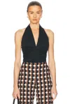 Carolina Herrera Gathered Jersey Halter Top In Black