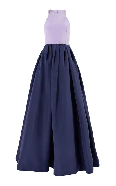 Carolina Herrera Halter Silk Faille Gown In Multi