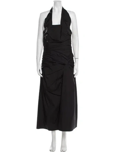 Pre-owned Carolina Herrera Halterneck Long Dress W/ Tags In Black