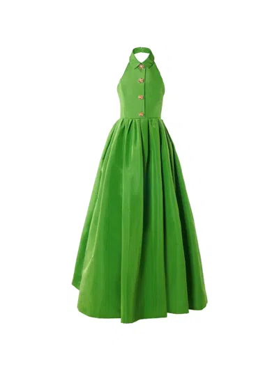 Carolina Herrera Halterneck Maxi Dress In Green