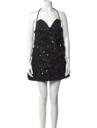 Pre-owned Carolina Herrera Halterneck Mini Dress W/ Tags In Black