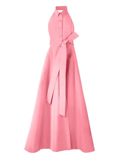 Carolina Herrera Halterneck Sash Gown In Pink