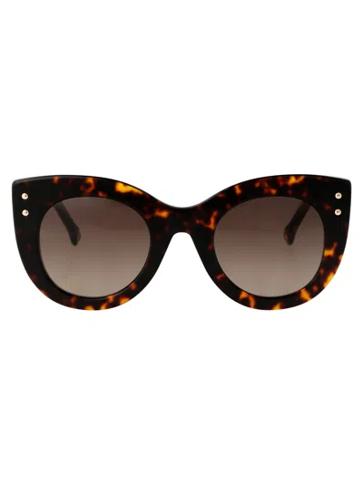 Carolina Herrera Havana White Acetate Sunglasses In Brown