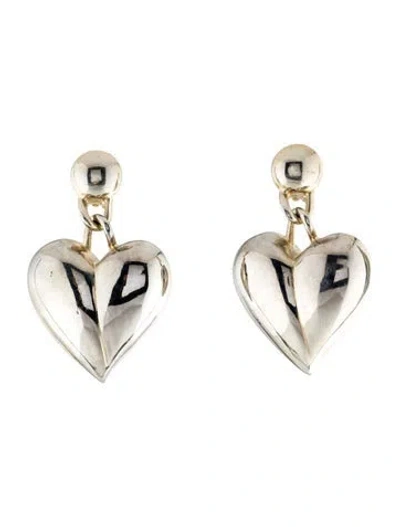 Pre-owned Carolina Herrera Heart Chain Drop Clip-on Earrings In Multi