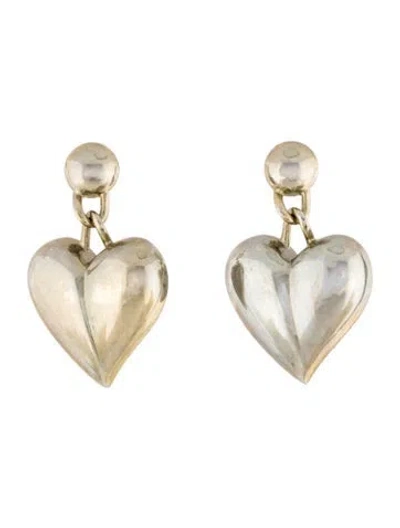 Pre-owned Carolina Herrera Heart Chain Drop Clip-on Earrings In Multi