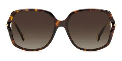 Carolina Herrera Her 0132/g/s Asian Fit 086/ha Women's Sunglasses Tortoiseshell Size 58 In Brown
