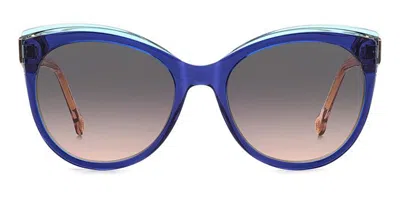 Carolina Herrera Her 0175/s Br0/ff Women's Sunglasses Blue Size 57 In Transparent Blue On Transparent Light Bl,pink