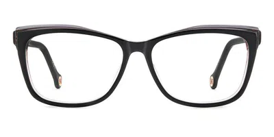 Carolina Herrera Her 0208 Kdx Women's Glasses Black Size 53 - Free Lenses - Blue Light Block Available In Black On Transparent Nude Grey