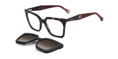 Carolina Herrera Her 0376/c With Clip-on 086 Occhiali Da Vista Tartarugatishell Per Donna (solo Montatura) In Multi