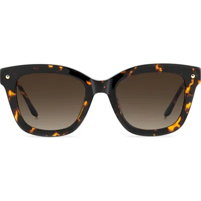 Carolina Herrera Her 0407/g/s 51mm Gradient Rectangular Sunglasses In Havana/brown Sf