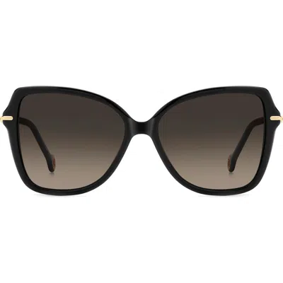 Carolina Herrera Her 56mm Gradient Butterfly Sunglasses In Black