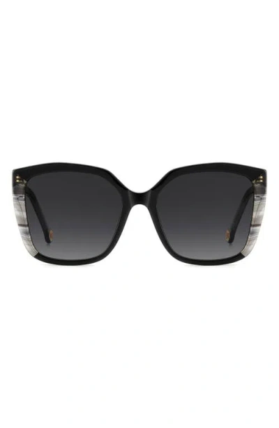 Carolina Herrera Her 57mm Gradient Square Geometric Sunglasses In Black