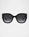 Carolina Herrera Her312 Logo-print Square Acetate Sunglasses In Black