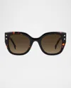Carolina Herrera Her312 Logo-print Square Acetate Sunglasses In Havana/brown Sf