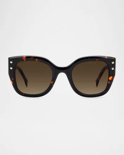 Carolina Herrera Her312 Logo-print Square Acetate Sunglasses In Havana/brown Sf