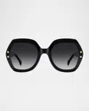 Carolina Herrera Her314 Logo-print Round Acetate Sunglasses In Black Pink