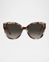 Carolina Herrera Her318 Square Acetate Sunglasses In Light Havana/brown Sf