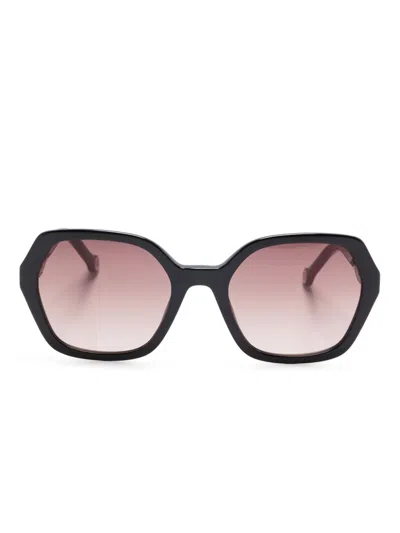 Carolina Herrera Hexagonal-frame Sunglasses In 黑色