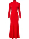 Carolina Herrera Turtleneck Virgin-wool Midi Dress In Red