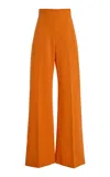 Carolina Herrera High-rise Bi-stretch Wool Tailored Wide-leg Pants In Orange