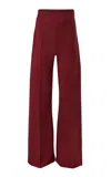 Carolina Herrera High-rise Bi-stretch Wool Tailored Wide-leg Pants In Brown