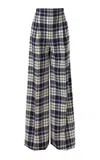 Carolina Herrera High-rise Check Plaid Stretch-wool Wide-leg Pants In Multi